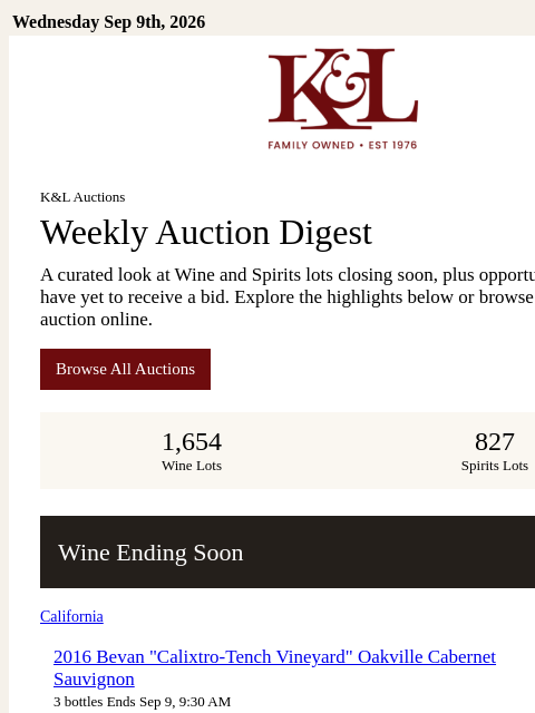 klwines newsletter: New K&L Auction Lots