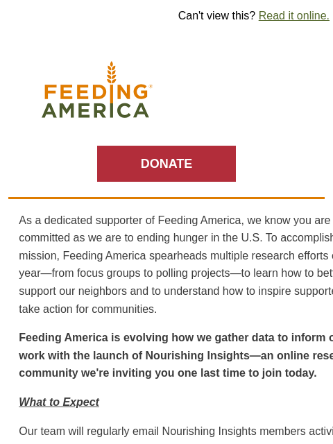 feedingamerica newsletter: [LAST CHANCE] Join Feeding America's Nourishing In...