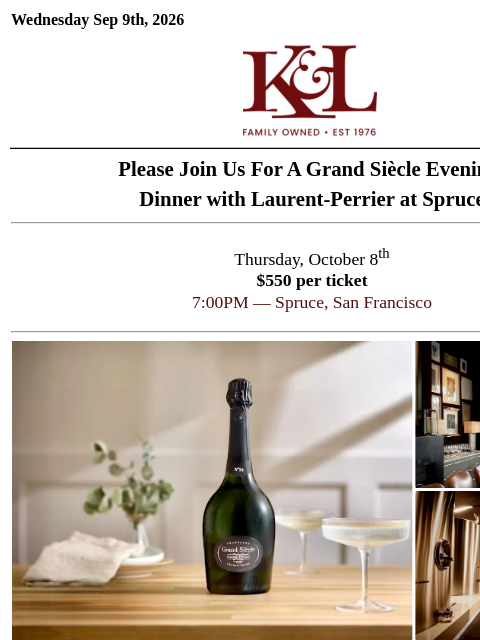 klwines newsletter: Please Join Us For A Grand Siècle Evening: Dinner ...
