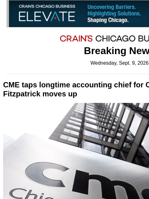 crainalerts newsletter: CME names new CFO