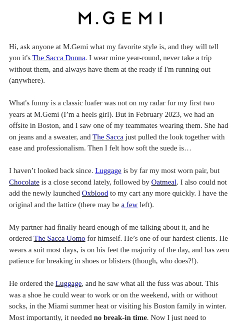 mgemi newsletter: My Most Worn: The Sacca