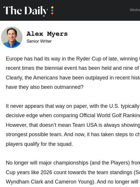 golfdigest newsletter: Team USA’s Ryder Cup Makeover