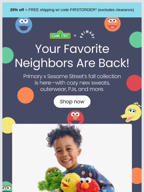 primary newsletter: Primary x Sesame Street is back for fall! 🏡🍂