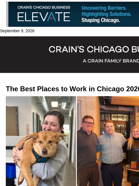 crainalerts newsletter: Best Places to Work 2026