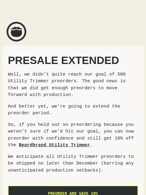 PLUS: We're moving forward with production of the Utility Trimmer ͏ ͏ ͏ ͏ ͏ ͏ ͏ ͏ ͏ ͏ ͏ ͏ ͏ ͏ ͏ ͏ ͏ ͏ ͏ ͏ ͏ ͏ ͏ ͏ ͏ ͏ ͏ ͏ ͏ ͏ ͏ ͏ ͏ ͏ ͏ ͏ ͏ ͏ ͏ ͏ ͏ ͏ ͏ ͏ ͏ ͏ ͏ ͏ ͏ ͏ ͏ ͏ ͏ ͏ ͏ ͏ ͏ ͏ ͏ ͏ ͏ ͏ ͏ ͏ ͏ ͏