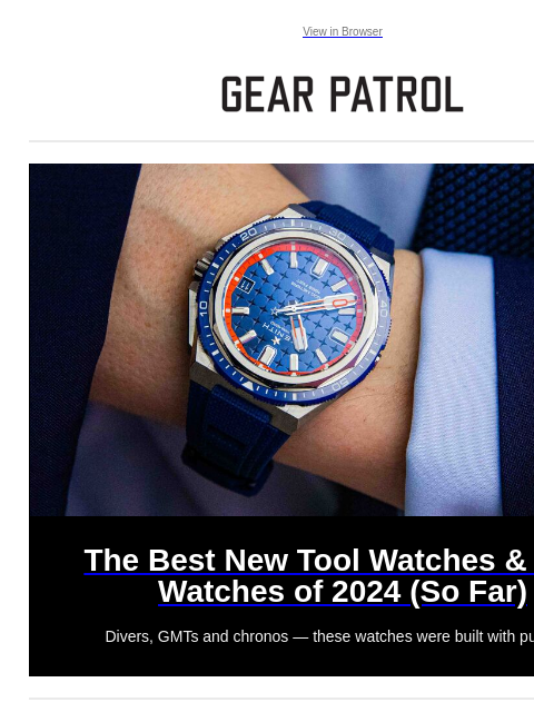 Plus, digging deeper into Apple's new releases Plus, digging deeper into Apple's new releases View in Browser The Best New Tool Watches & Dive Watches of 2024 (So Far) The Best New Tool