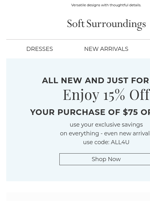 softsurroundings newsletter: New Styles You’ll Fall For.