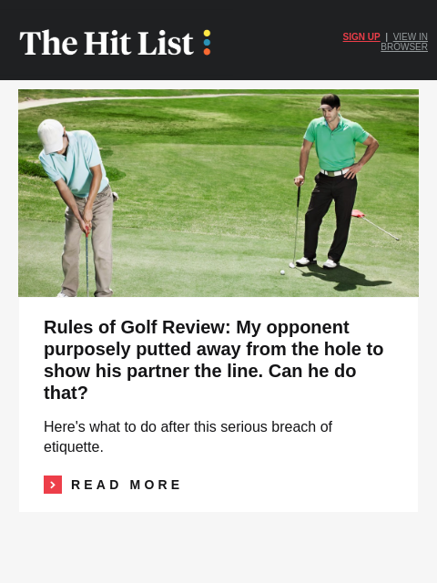 golfdigest newsletter: Does this putt deserve a DQ?