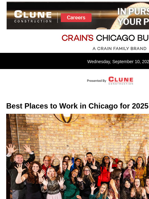 crainalerts newsletter: Best Places to Work 2025