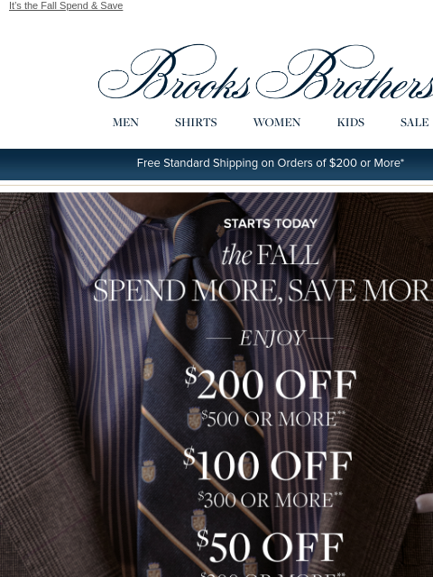 brooksbrothers newsletter: STARTS TODAY: Save up to $200