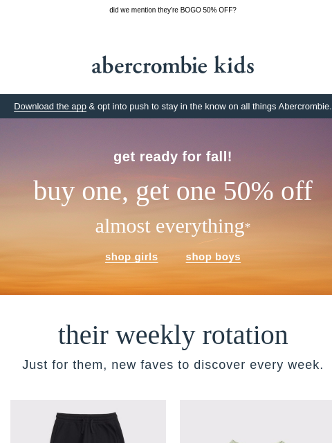 abercrombie newsletter: their latest weekly rotation is in