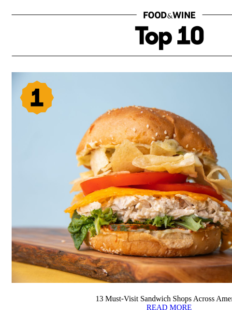 foodandwine newsletter: 13 Must-Visit Sandwich Shops Across America