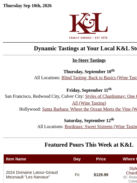 klwines newsletter: The Latest Events at Your Local K&L
