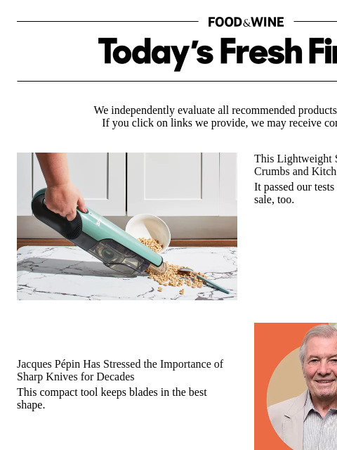 foodandwine newsletter: Jacques Pépin Stresses the Importance of Sharp Kni...
