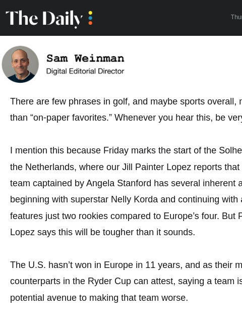 golfdigest newsletter: The worst kind of praise