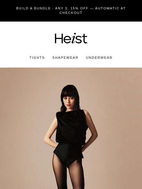 heist-studios newsletter: 15% off: bundle up, from sheer to opaque