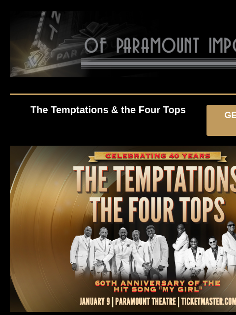 Enter for a chance to win tickets to The Rocky Horror Picture Show! The Temptations & the Four Tops GET PRESALE TICKETS Temptations Four Tops The Temptations & the Four Tops Thursday, January 9