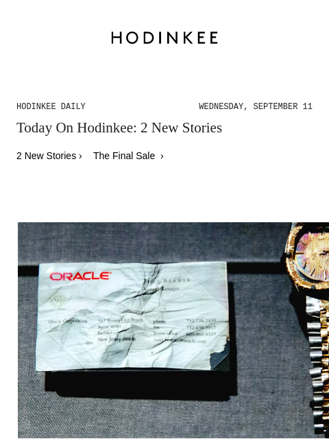 Today on Hodinkee... Recommended Reading: Remembering 9/11 Through The Rolex That Is 'Frozen In Time' | Hodinkee Daily – Wednesday, September 11 | Today On Hodinkee: 2 New Stories 2 New Stories