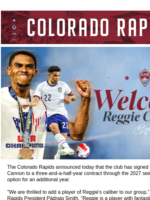 The US Men's National Team Veteran Returns to MLS on a Three-and-a-Half Year Contract CR_Header_600x100.jpg Colorado Rapids Sign Defender Reggie Cannon The Colorado Rapids announced today that the