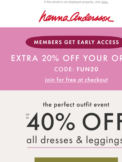 hannaandersson newsletter: Up To 40% Off The Perfect Outfit
