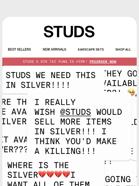 studs newsletter: Now in silver: Studs x Din Tai Fung 🤍🥢🥟