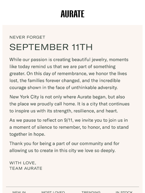 auratenewyork newsletter: Never Forget
