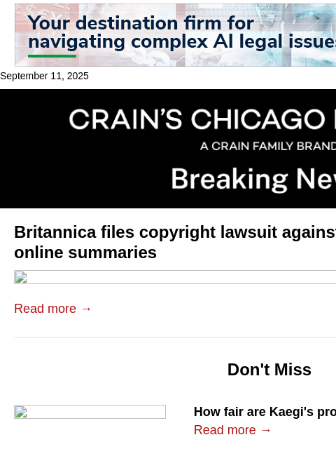 crainalerts newsletter: Britannica files copyright suit against Perplexity