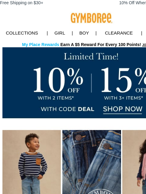 gymboree newsletter: Our Newest *Premium* Denim 👖 + 15% OFF w/ Order o...