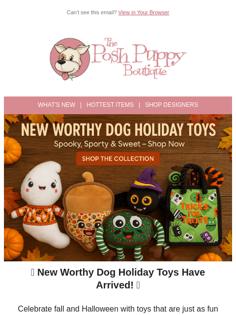 poshpuppyboutique newsletter: 🎃 New Spooky-Cute Toys Your Pup Will Love This Fa...