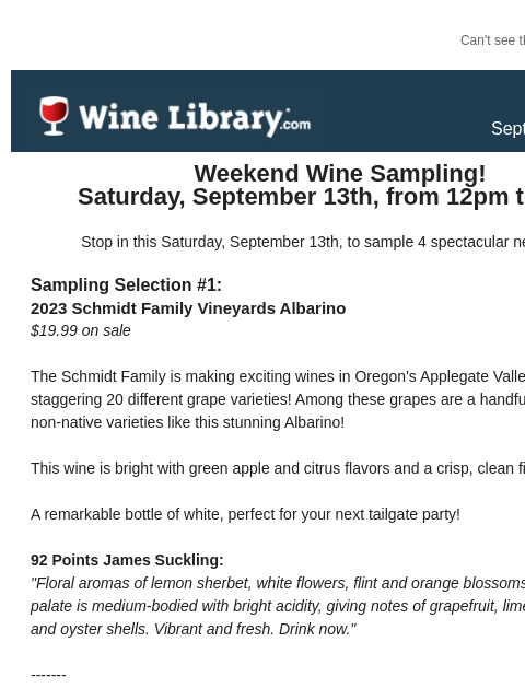 winelibrary newsletter: Stop in this Saturday to sample a 96 point Château...