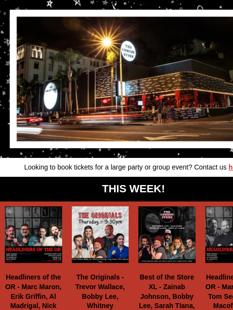 hive newsletter: Coming Up at The Store! Tom Segura, Marc Maron, Bo...