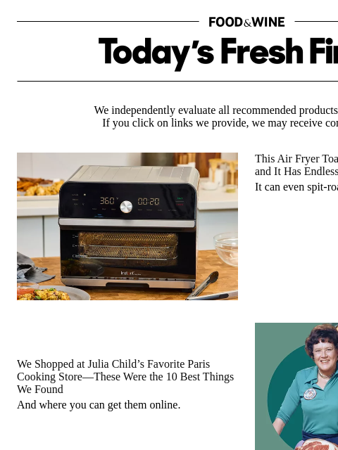 foodandwine newsletter: We Shopped Julia Child's Favorite Paris Cooking St...