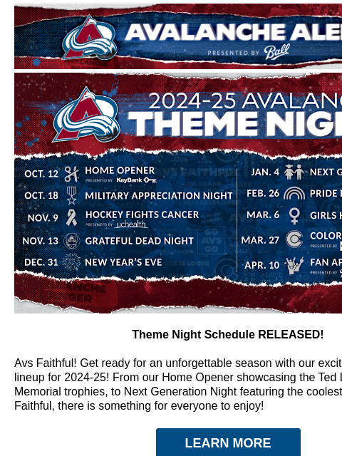 Avs Faithful, join us for some preseason action at Ball Arena Sunday, September 29 as the Avs face off against the new Utah Hockey Club. Avalanche Alert | The Official Newsletter for the Colorado