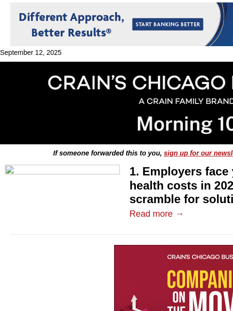 crainalerts newsletter: Another surge in health insurance costs