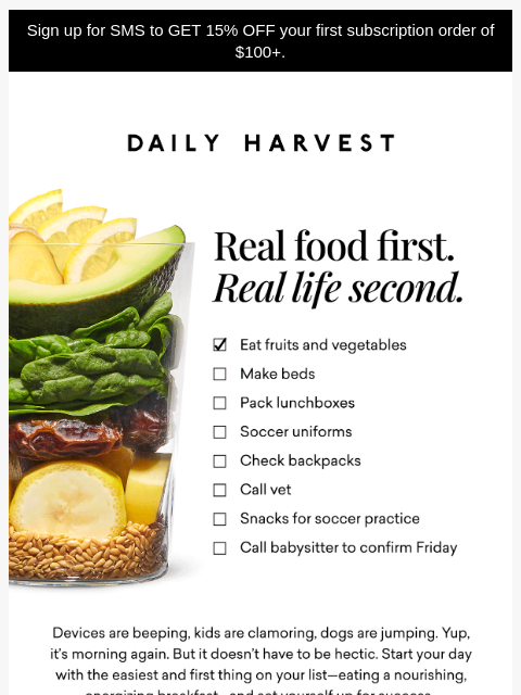 daily-harvest newsletter: Make mornings matter