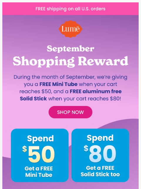 lumedeodorant newsletter: September Deal: Score FREE Deo