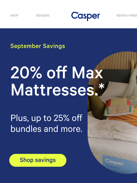 casper newsletter: September Savings are here 🍂