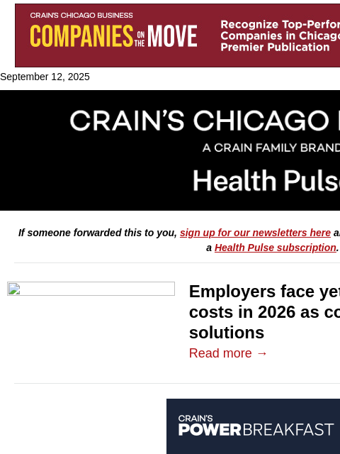 crainalerts newsletter: Employers' growing health insurance burden
