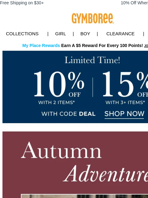 gymboree newsletter: Happening NOW! 15% Off when you Buy 3+ Styles ✨ Pl...