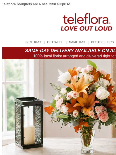 teleflora newsletter: 20% Off | Decorate with Autumn Blooms 🍂