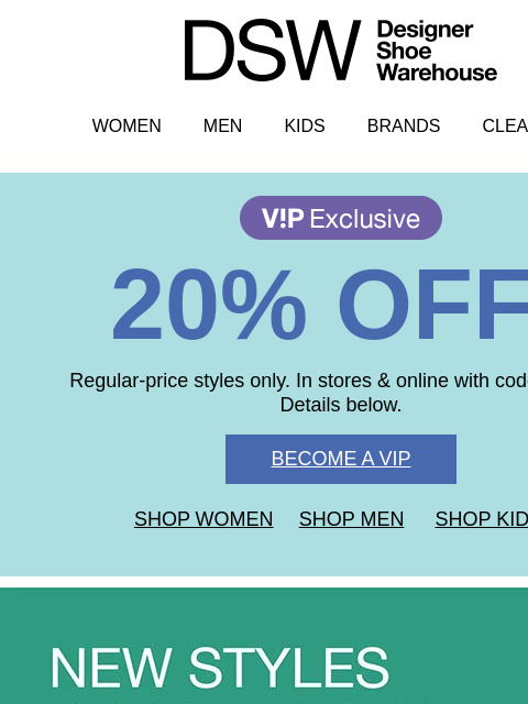 dsw newsletter: Take 20% off + 4 new trends to try