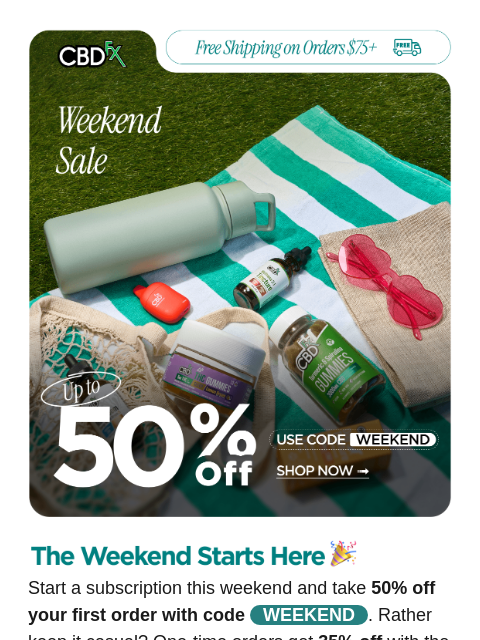 cbdfx newsletter: 50% OFF new subscriptions 🎉