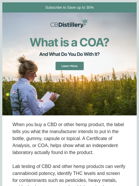 thecbdistillery newsletter: What is a COA, and what do you do with it?