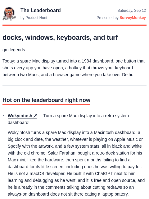 producthunt newsletter: 😸 Thirty windows, one button