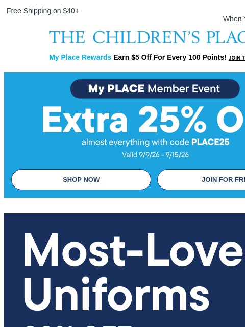 childrensplace newsletter: Fan Favorites for Back to School
