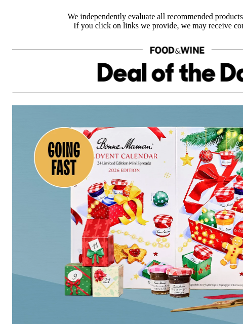 foodandwine newsletter: Move Fast: The Iconic Bonne Maman Advent Calendar ...