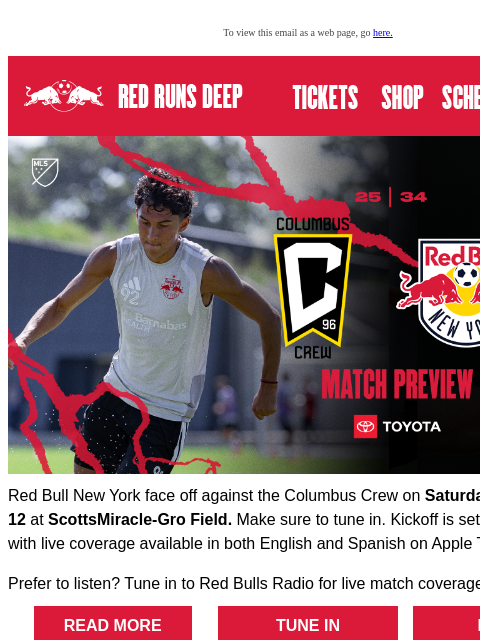 newyorkredbulls newsletter: Ready for RBNY vs. Columbus Crew? Here’s How to Wa...