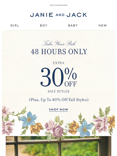 janieandjack newsletter: A surprise sale: extra 30% off