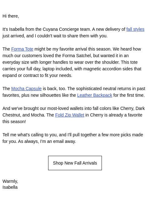 cuyana newsletter: Psst, a Fall Note From Your Concierge