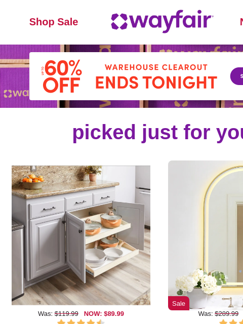wayfair newsletter: CABINET ORGANIZATION 🚩 UP TO 60% OFF 🚩 FINAL HOU...